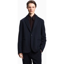 Emporio Armani Erkek Jakarlı Örme Kumaş Uzun Kollu Lacivert Ceket EM000069 TE15977-UB081