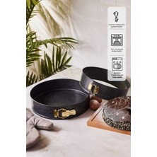 PremiumPort Gold Renkli 2'li Kelepçeli Kek Kalıbı Seti, Pratik ve Şık Kullanım