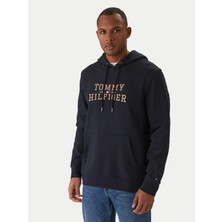 Tommy Hilfiger Erkek Normal Kalıp Kapüşonlu Logo Kabartmalı Uzun Kollu Lacivert Sweatshirt MW0MW42528-DW5