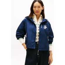 Tommy Hilfiger Kadın Dayanıklı Ince Kumaşlı Kapüşonlu Rahat Kalıp Lacivert Ceket WW0WW47769-C1G