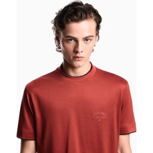 Emporio Armani Erkek Pamuklu Yuvarlak Yakalı Kısa Kollu Kırmızı T-Shirt EM002939 AF18312-U5035