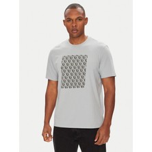 Calvin Klein Erkek Regular Fit Yuvarlak Yakalı Ck Monogram Logolu %100 Pamuklu Kısa Kollu Gri T-Shirt LV04RC841G-CI1
