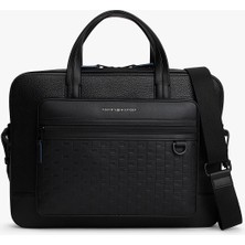 Tommy Hilfiger Erkek Ayarlanabilir Askılı Fermuarlı Ön Bölmeli Siyah Laptop & Evrak Çantası AM0AM14002-BDS