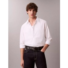 Calvin Klein Erkek %100 Pamuklu Rahat Kalıp Uzun Kollu Beyaz Gömlek LV04LE101G-YAA