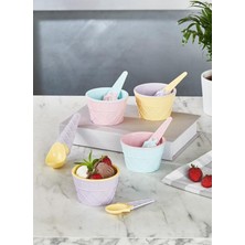 PremiumPort Renkli 9 Parça Dondurma Seti, Kase ve Kaşık ile Eğlence Dolu Keyif