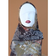 Sinem Monalisa El Dikişli Dijital Bambu Eşarp Siyah