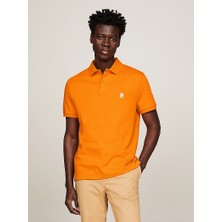 Tommy Hilfiger Erkek Dokuma Polo Yaka Kısa Kol Günlük Turuncu Polo Yaka T-Shirt MW0MW34783-SG3