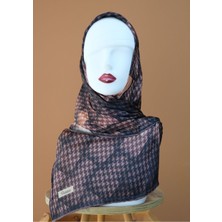 Sinem Picasso El Dikişli Hibrit Digital Kristal Eşarp Kahve