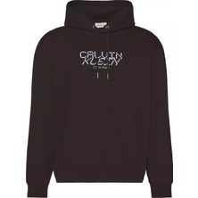 Calvin Klein Erkek Kapüşonlu Yaka Büyük Logo Baskılı Kahverengi Sweatshirt LV14LE251G-2IN