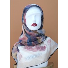 Sinem Monalisa Hibrit Dijital Natural Eşarp Lacivert