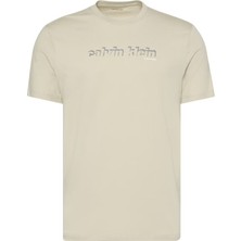 Calvin Klein Erkek Normal Kalıp Yuvarlak Yakalı Desenli %100 Pamuk Kısa Kollu Haki T-Shirt LV04RC845G-LL5