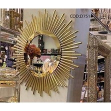 Çelsan Güneş Model Lüks Dekoratif Duvar Aynası – Gold Metal Çerçeveli – 95 cm | Yerli Üretim