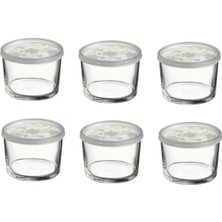 PremiumPort 6'lı Kapaklı Cam Saklama Kabı Seti, 220CC, Kahvaltılık, Şeffaf, Dayanıklı