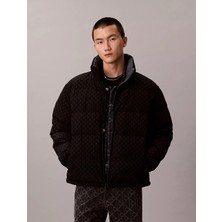Calvin Klein Erkek Dik Yakalı Ck Logo Baskılı Şişme Siyah Mont LV04RE500G-UB1