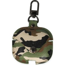 Bgarz  Airpods 3 (3.nesil) Çanta Kamuflaj Deri Kılıf - Yeşil 9049