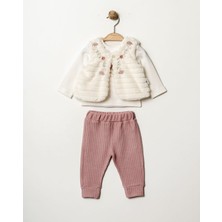 Elçi Kız Bebek Kürk Yelekli 3 Parça Takım –yumuşak Dokulu, Günlük & Özel Gün