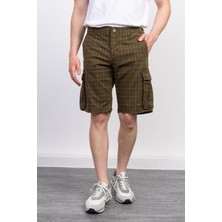 Megalomans Haki Cepli Ekose Kargo Şort