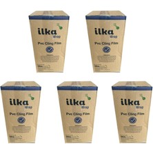 İlka Ilka Şeffaf Mutfak Rulo Streç Film Folyo - 30 Cm. x 1000 Metre - Gıdaya Uygun - 5 Paket