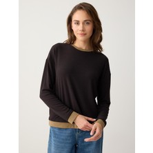 Jimmy Key Kahverengi Bisiklet Yaka Uzun Kollu Yumuşak Dokulu Bluz