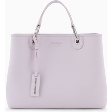 Emporio Armani Kadın Iç Bölmeli Marka Yazı ve Logo Desenli Fermuar Kapamalı Pembe Omuz Çantası EW000360 AF12036-M4033