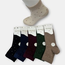 Anemon Socks Pamuklu Bayan Taşlı Desenli Çorap 12 Çift