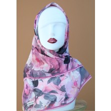 Sinem Monalisa El Dikişli Dijital Soft Pamuk Eşarp Pembe