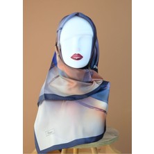 Sinem Picasso Hibrit Dijital Kristal Eşarp Lacivert