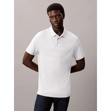 Calvin Klein Erkek Düğme Kapama Polo Yaka Kısa Kol Pamuklu Beyaz Polo Yaka T-Shirt LV04LB276G-YAF