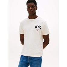 Tommy Hilfiger Erkek Kısa Kol Bisiklet Yaka Nyc Yazı Desen Sarı T-Shirt MW0MW40427-Z00