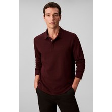 Calvin Klein Erkek Uzun Kol Regular Fit Düğme Kapama Bordo Polo Yaka T-Shirt LV04LD233G-GR9