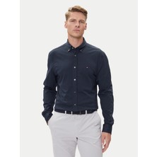 Tommy Hilfiger Erkek Regular Fit Gömlek Yaka Pamuk Karışımlı Uzun Kollu Mavi1 Gömlek MW0MW39418-DW5
