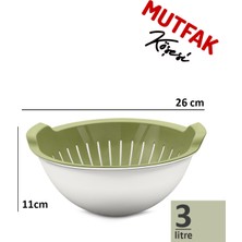PremiumPort Pratik ve Şık 3l Mutfak Süzgeç Seti, Kullanışlı Kaseli, Yeşil Tasarım