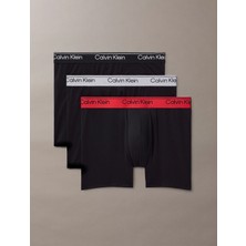Calvin Klein Erkek Logolu Elastik Bel Bantlı Uzun 3'lü Çok Renkli Boxer LV00NB4410-0AZ