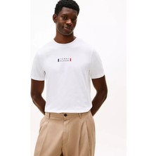 Tommy Hilfiger Erkek Regular Fit Yuvarlak Yakalı Pamuklu Kısa Kollu Beyaz T-Shirt MW0MW41453-YBR