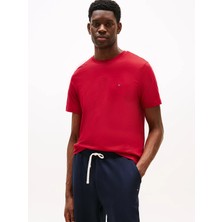Tommy Hilfiger Erkek Slim Fit Yuvarlak Yakalı Kısa Kollu Esnek Kumaş Kırmızı T-Shirt MW0MW39995-XLD