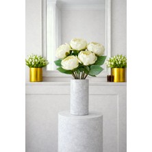 Madame Nazar Üstün Kalite Gerçekçi Şakayık Yapay Çiçek–7'li 1 Dal- 30CM(KIRIK Beyaz) Solmaz, Vazo ve Salon Dekoru