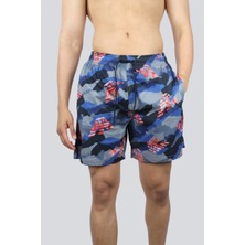 Emporio Armani Erkek Regular Fit Beli Lastikli ve Ip Bağlamalı Yan Cepli Kartal Logolu Lacivert Mayo EM000688 AF12340-FB211