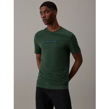 Calvin Klein Erkek %100 Pamuklu Logolu Kısa Kollu Yeşil T-Shirt K10K113596-M14