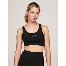Tommy Hilfiger Kadın Kolsuz Slim Fit Marka Logo Desenli Crop Siyah Büstiyer WW0WW41081-BDS