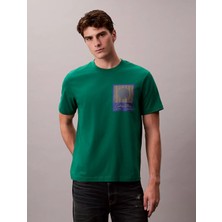 Calvin Klein Erkek Regular Fit %100 Pamuklu Baskılı Kısa Kollu Yeşil T-Shirt LV04RE803G-2ES