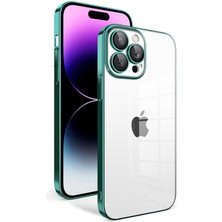 iPhone 13 Pro Max Uyumlu Kamera Korumalı Renkli Çerçeveli Sbt Garaj Kapak-Koyu Yeşil