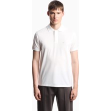 Emporio Armani Erkek Kartal Logolu Normal Kalıp Pike Pamuklu Kısa Kollu Beyaz Polo Yaka T-Shirt EM003171 AF13742-U0003