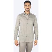 Emporio Armani Erkek Desenli Uzun Kollu Gömlek Yakalı Günlük Kahverengi Gömlek 3R1CQ2 1K0CZ-F1A7