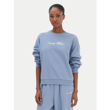 Tommy Hilfiger Kadın Pamuklu Bisiklet Yaka Uzun Kollu Açık Mavi Sweatshirt WW0WW48783-C33