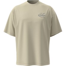 Calvin Klein Erkek Bisiklet Yaka Kısa Kol Slim Fit Ck Yaz Desen Haki T-Shirt LV04RC856G-PWM