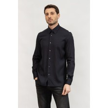 Emporio Armani Erkek Pamuklu Uzun Kollu Düğme Kapamalı Lacivert Gömlek EM001537 AF14214-UB118