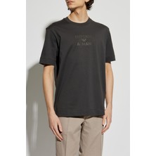 Emporio Armani Erkek Normal Kesim Yuvarlak Yaka %100 Pamuklu Kısa Kollu Gri T-Shirt EM000780 AF12926-U8168