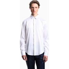 Emporio Armani Erkek Regular Fit Uzun Kollu Düğme Kapamalı Pamuklu Beyaz Gömlek EM000196 TE10156-U0002