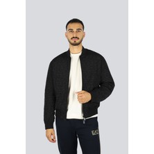 Erkek Dik Yaka Uzun Kol Emporio Armani Yazı Detaylı Fermuarlı Çift Taraflı Lacivert Ceket EM003783 AF19870-FC253