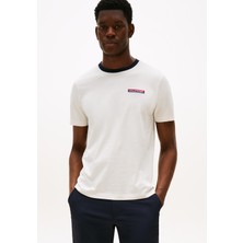Erkek Kısa Kol Bisiklet Yaka Tommy Hilfiger Yazı Desen Slim Fit Sarı T-Shirt MW0MW39361-Z00